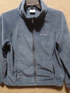 Columbia Womens Benton Springs Fleece Jacket Blue Plus Size 1X Full Zip Pockets